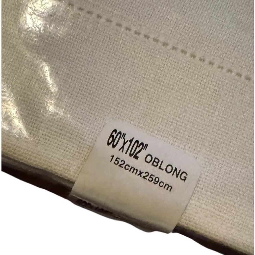 Verve Old World Hemstitch Tablecloth Ivory 60 x 102 Oblong Avon Home Fashions - Picture 2 of 4